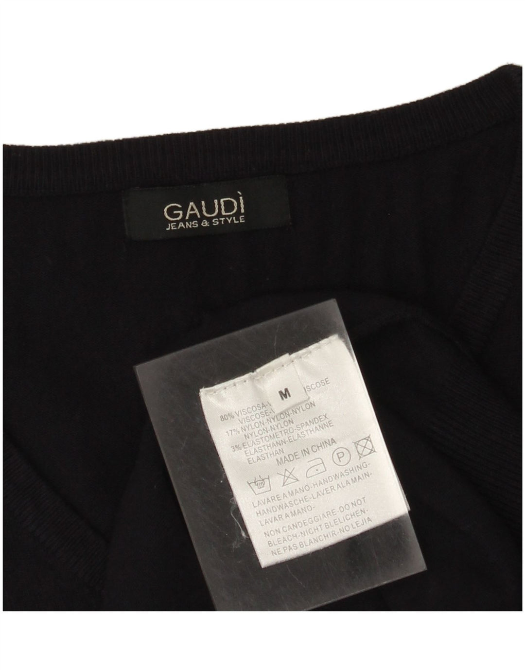 Maglione da donna con scollo a V Gaudi UK 14 Viscosa medio blu navy