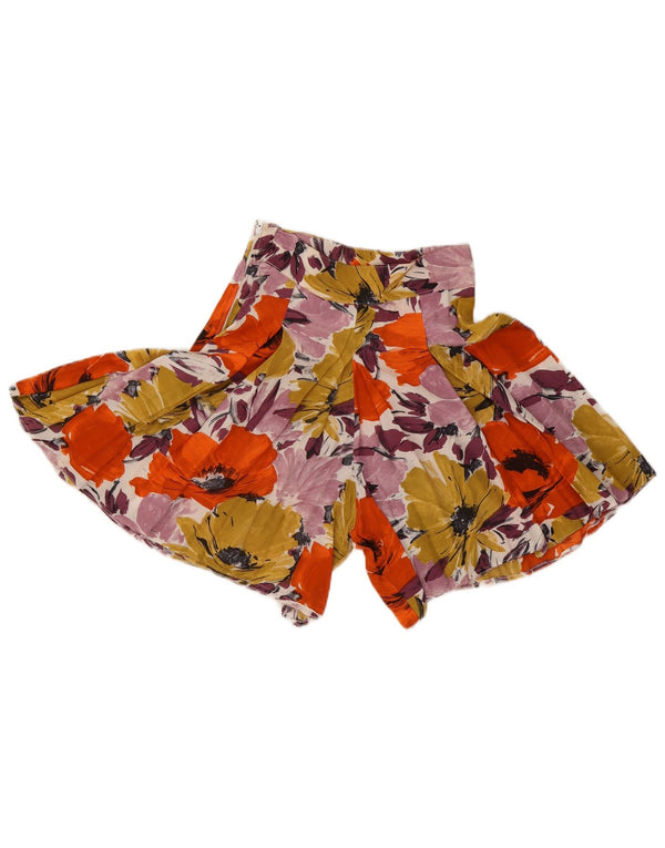 Pantaloncini vintage a gamba larga da donna a vita alta XS W25 multicolore floreale