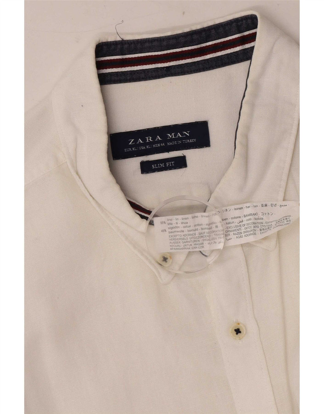 Camicia Zara da uomo slim fit XL in lino bianco
