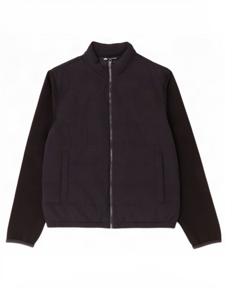 Giacca imbottita da uomo Zara UK 40 Large in poliestere color block blu navy