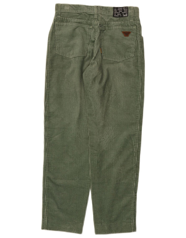 Pantaloni da uomo in velluto a coste affusolati Armani W32 L30 cotone verde
