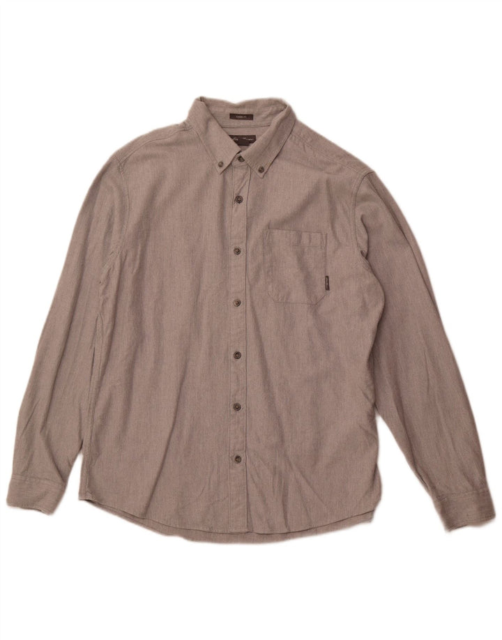 Camicia da uomo in flanella vestibilità classica Eddie Bauer, cotone grigio grande