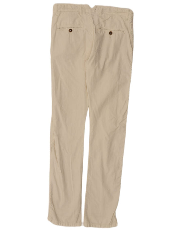 Pantaloni chino slim da uomo Zara EU 42 Large W32 L33 Cotone gessato beige