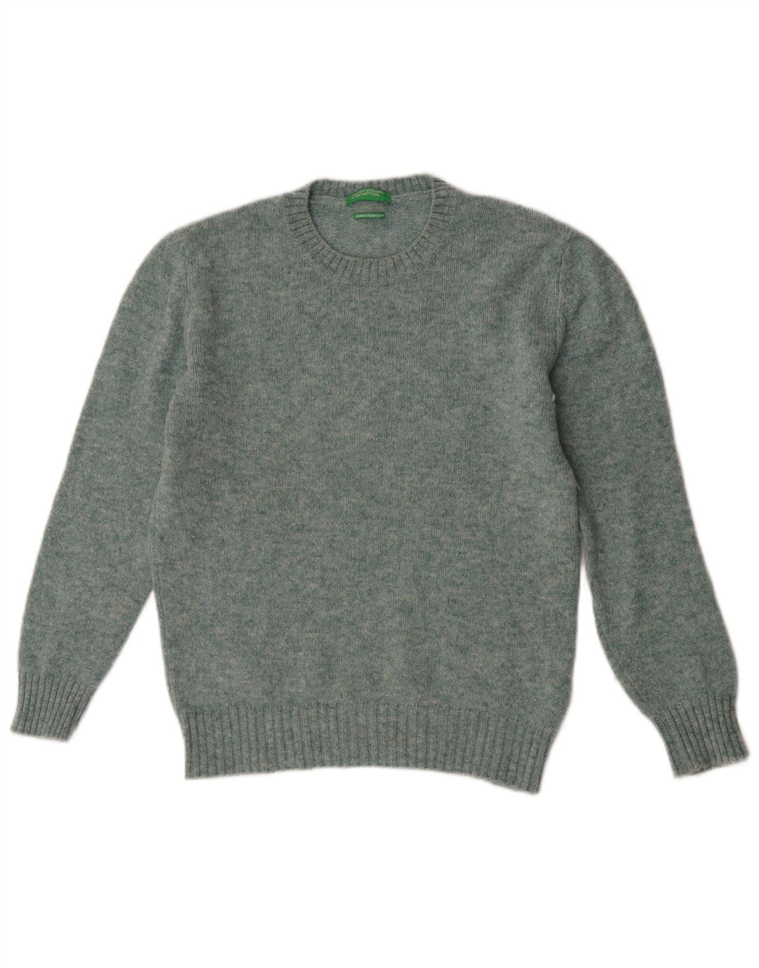 Maglione maglione girocollo da donna Benetton UK 14 Lana verde medio