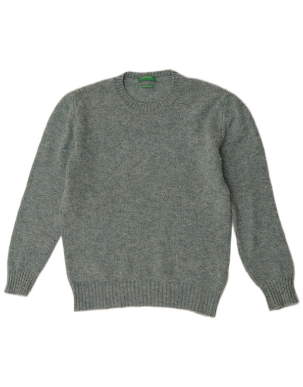 Maglione maglione girocollo da donna Benetton UK 14 Lana verde medio