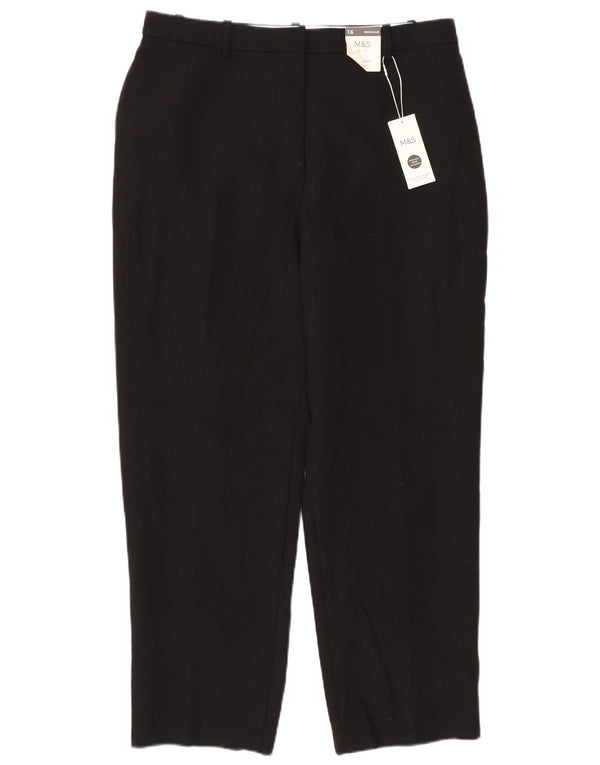 Pantaloni casual dritti da donna Marks & Spencer UK 16 Large W34 L30 neri