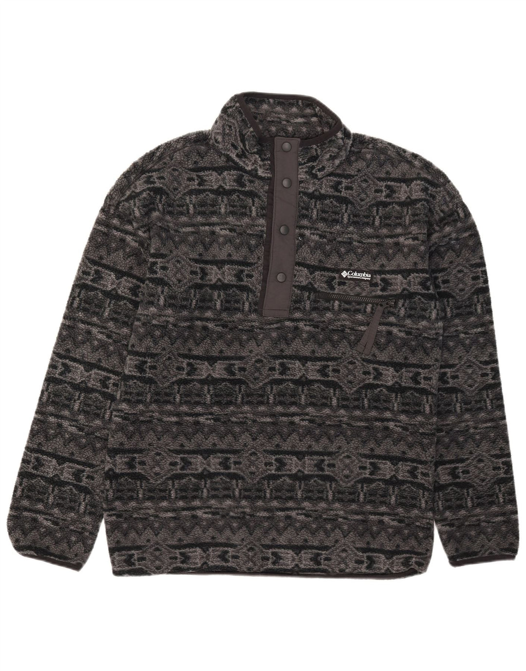 Maglione in pile da uomo Columbia con bottone e collo in poliestere geometrico grigio medio