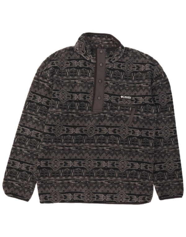 Maglione in pile da uomo Columbia con bottone e collo in poliestere geometrico grigio medio