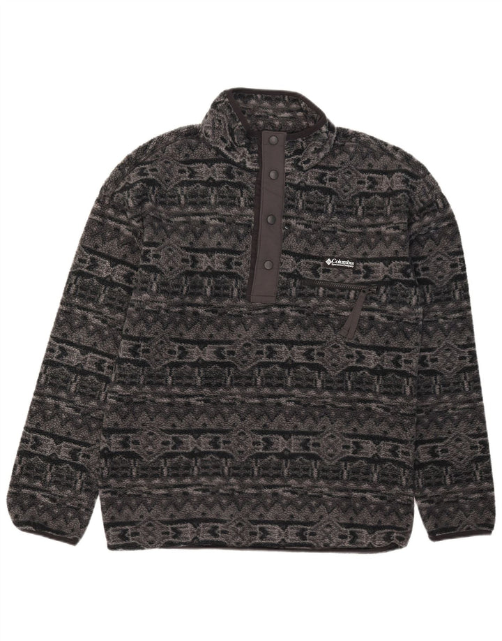 Maglione in pile da uomo Columbia con bottone e collo in poliestere geometrico grigio medio