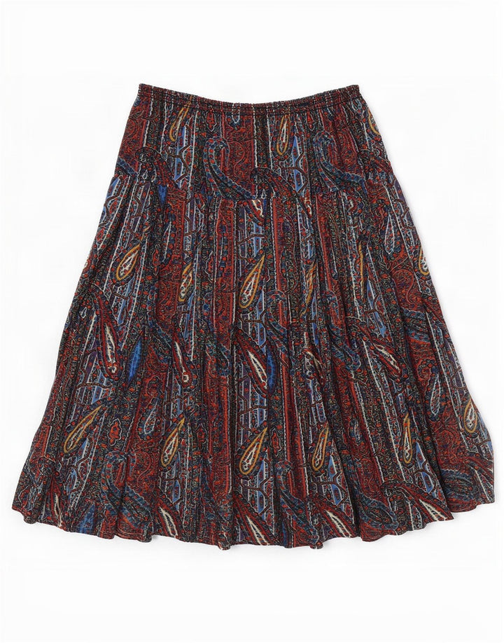 Gonna a pieghe vintage da donna W34 grande motivo cachemire multicolore