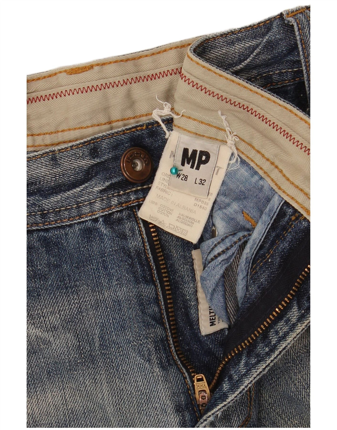 Jeans slim invecchiati da uomo Meltin' Pot W28 L32 in cotone blu