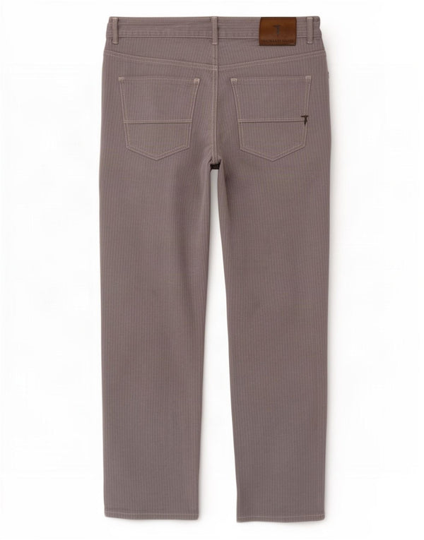 Pantaloni Casual Dritti Trussardi Uomo W38 L28 Grigi a Righe