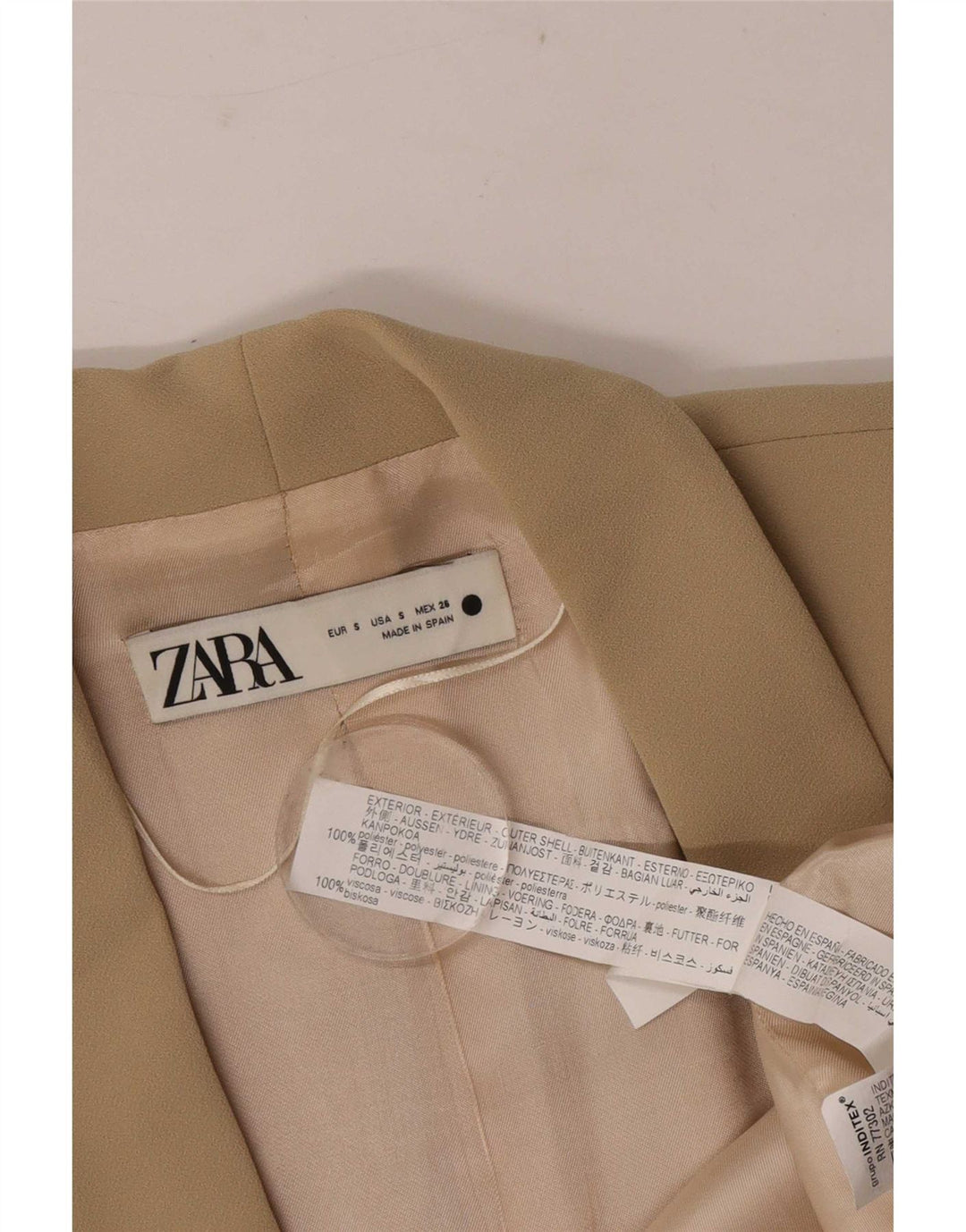 Giacca blazer aperta oversize da donna con maniche a 3/4 Zara UK 10 piccola Beige