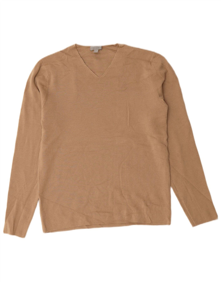 Maglione da donna con scollo a V Cos UK 14 Lana beige medio