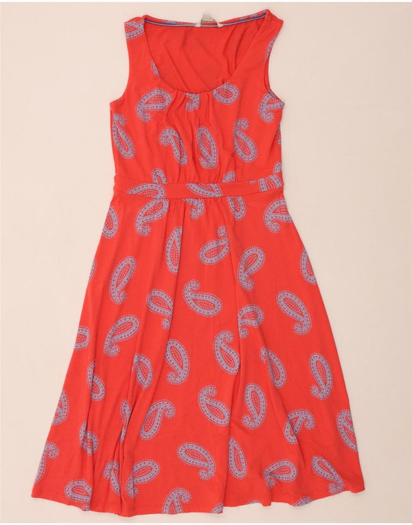 BODEN Abito da donna a trapezio senza maniche lungo UK 12 Viscosa Paisley rossa media