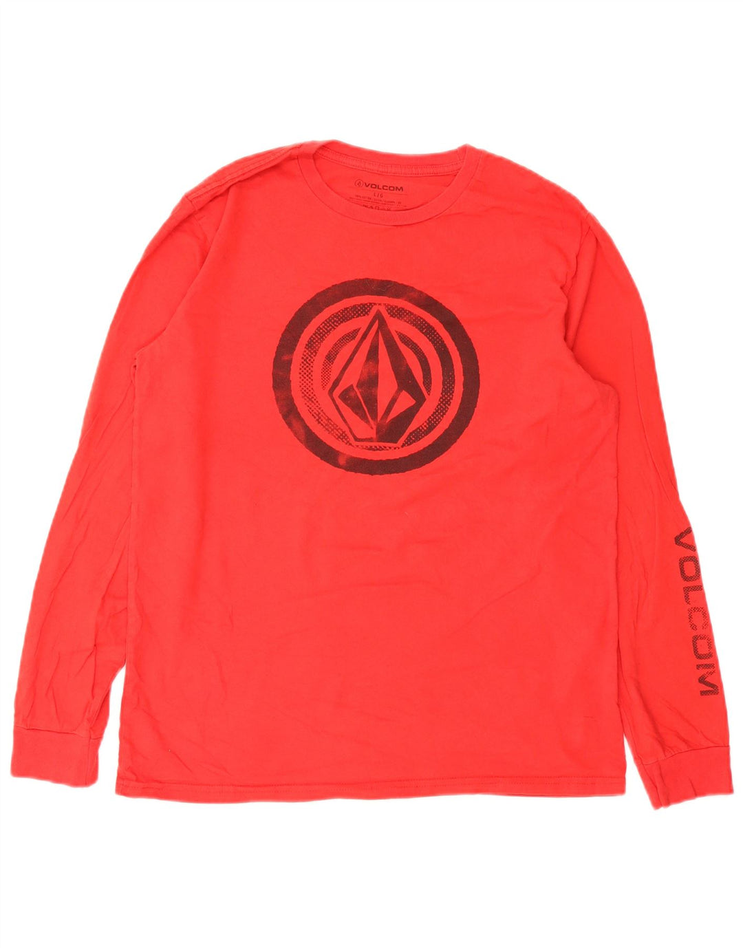 T-shirt grafica da uomo Volcom a maniche lunghe grande in cotone rosso