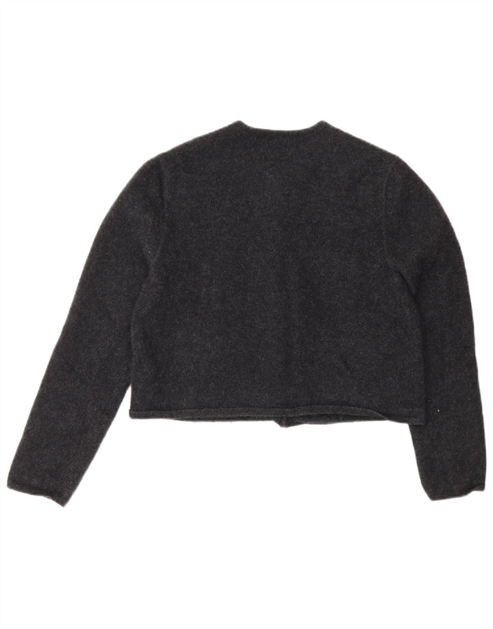 Massimo Dutti Maglione cardigan corto da donna UK 12 Lana grigio medio