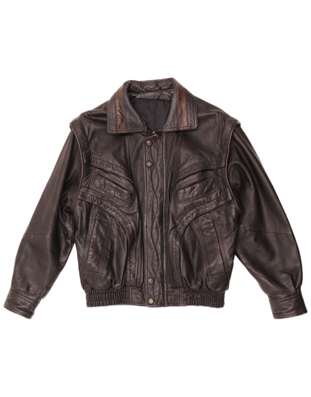 Giacca in pelle vintage da uomo UK 38 media nera