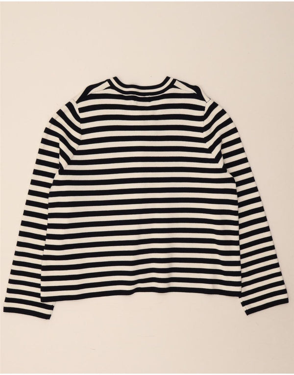 Joules Maglione cardigan corto da donna UK 18 XL Cotone a righe blu navy