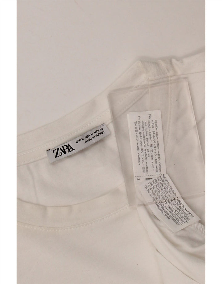 Top Zara da uomo a maniche lunghe in cotone bianco medio