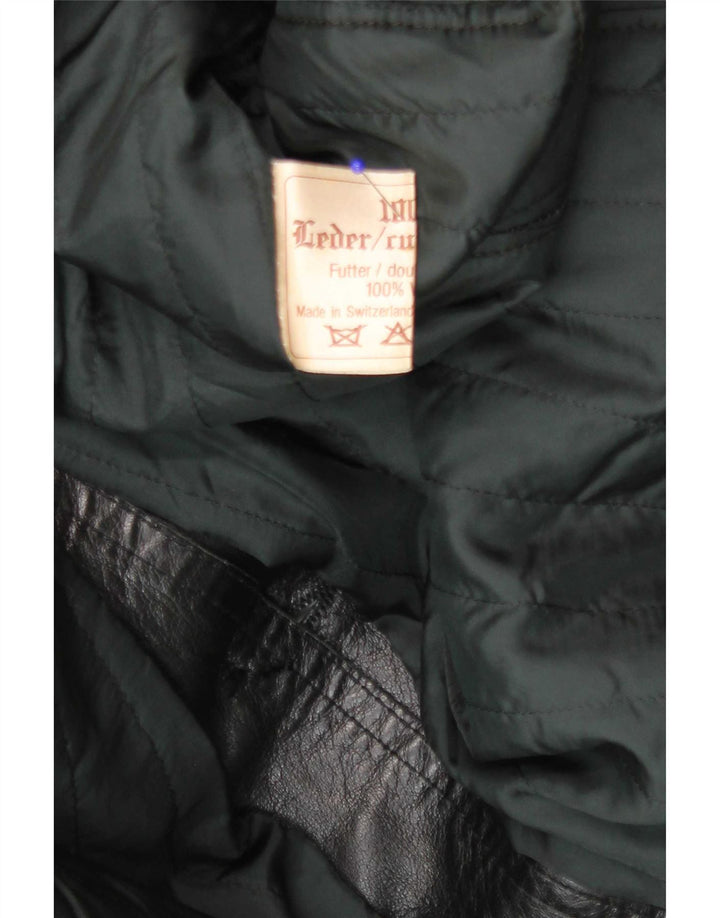 Cappotto in pelle vintage da uomo UK 38 medio nero
