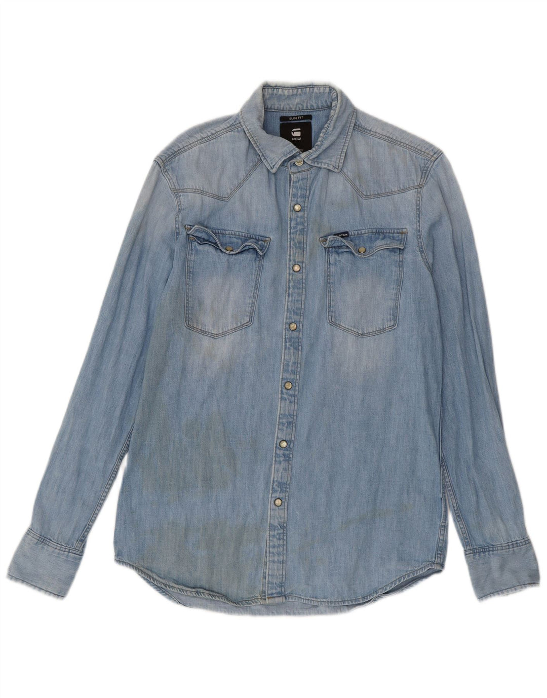 Camicia di jeans slim fit da uomo G-Star in cotone blu medio