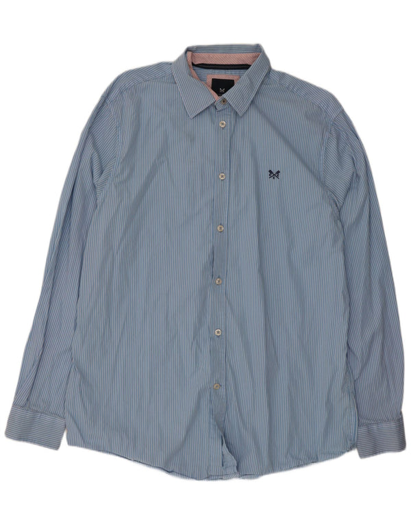 Crew Clothing Camicia da uomo dalla vestibilità classica XL in cotone gessato blu
