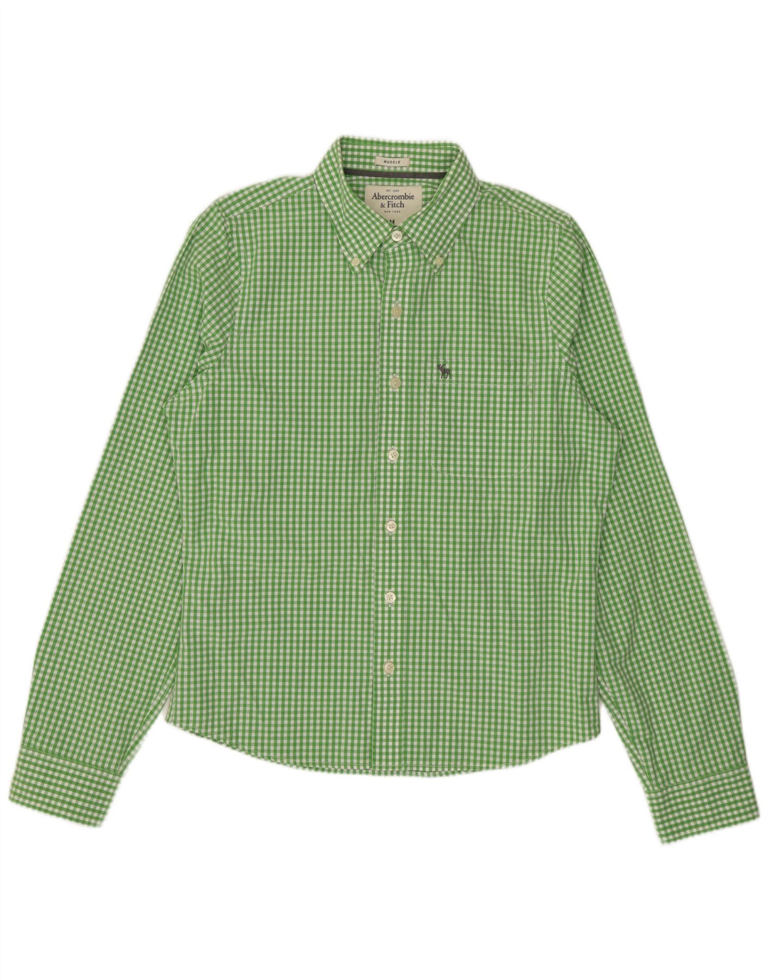 Camicia muscolare da uomo Abercrombie & Fitch in cotone a quadretti verde medio
