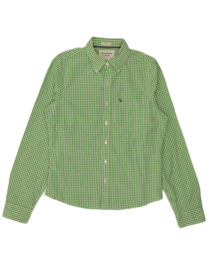 Camicia muscolare da uomo Abercrombie & Fitch in cotone a quadretti verde medio