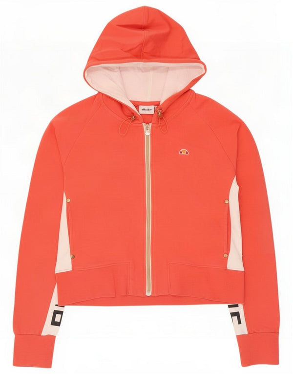 Ellesse, maglione da donna con cappuccio e zip grafica corta, taglia UK 14, grande, colore rosso