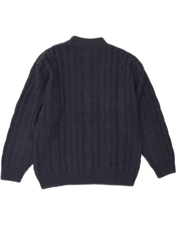 Maglione maglione girocollo da donna VINTAGE UK 18 XL acrilico blu navy