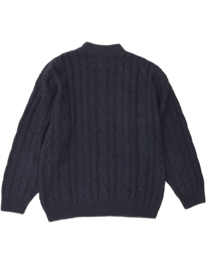 Maglione maglione girocollo da donna VINTAGE UK 18 XL acrilico blu navy