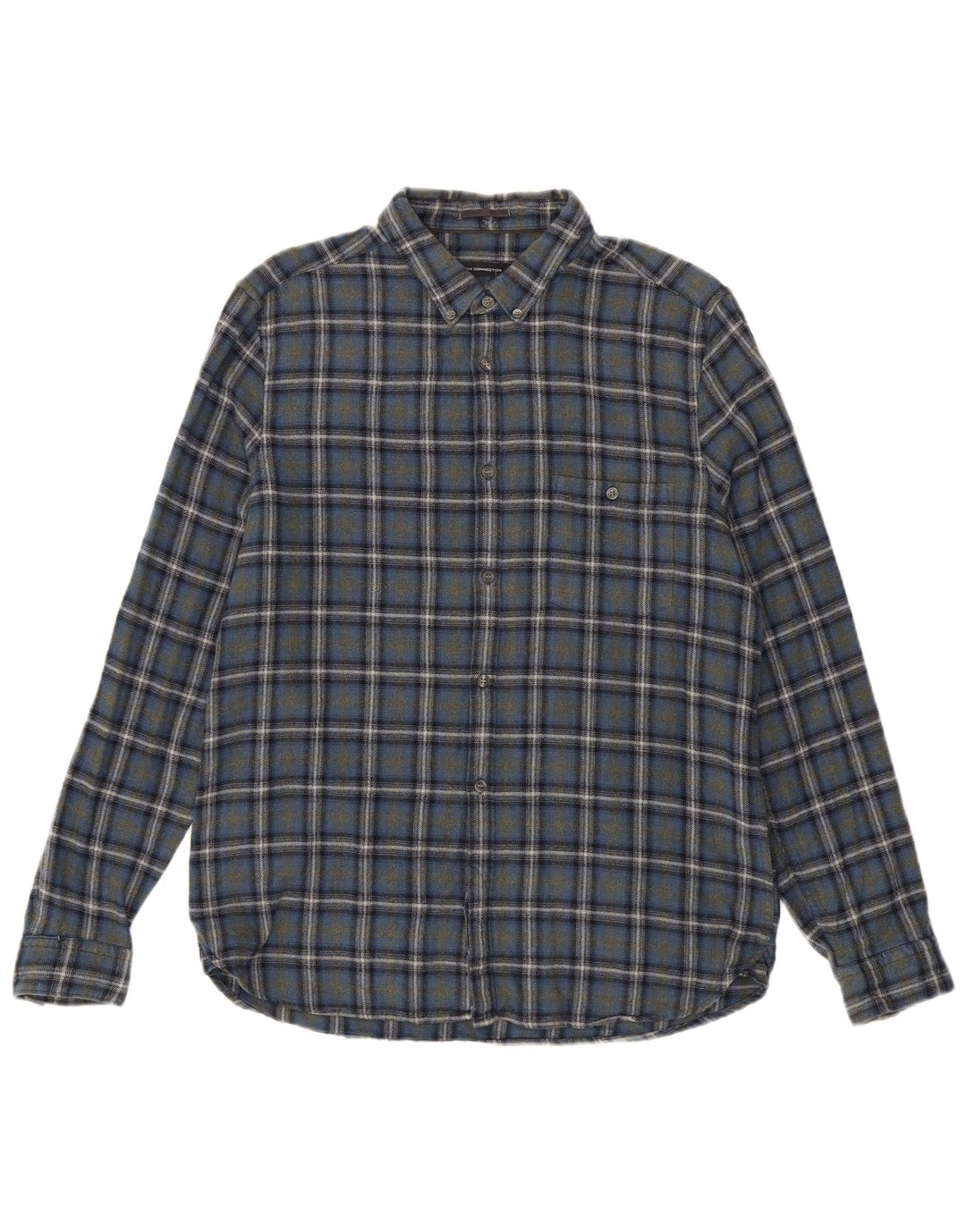 Camicia da uomo slim in flanella French Connection, cotone a quadri blu grande