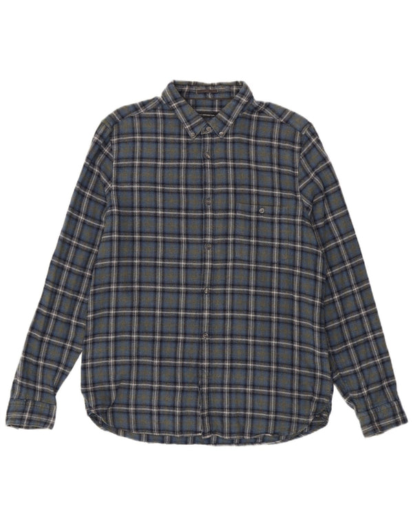 Camicia da uomo slim in flanella French Connection, cotone a quadri blu grande