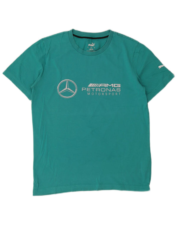 Puma Mens Graphic T-Shirt Top Small Turquoise Cotton