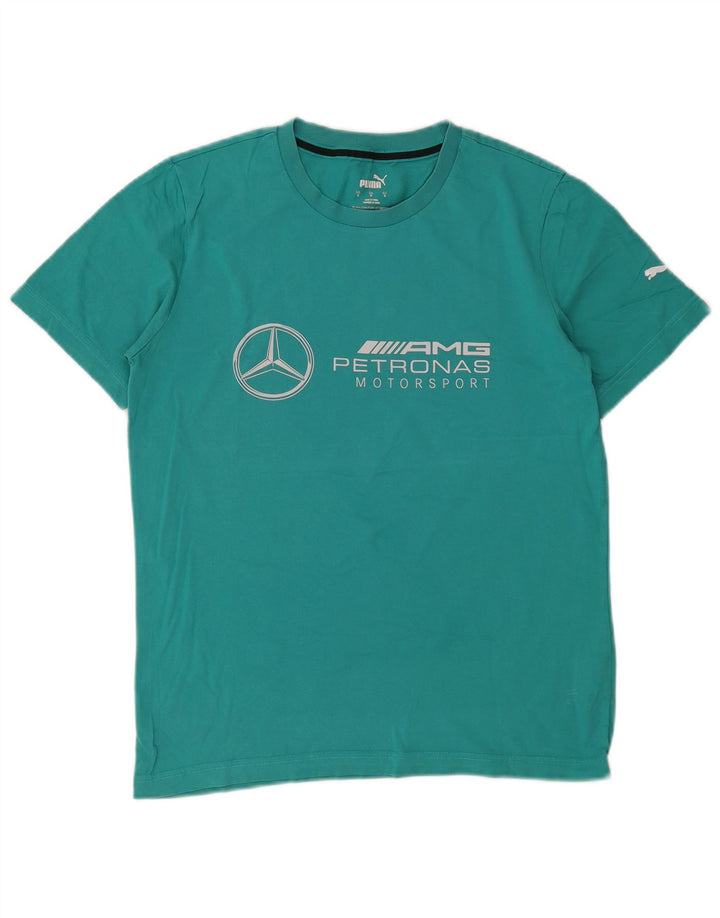 T-shirt grafica da uomo Puma Top Small in cotone turchese