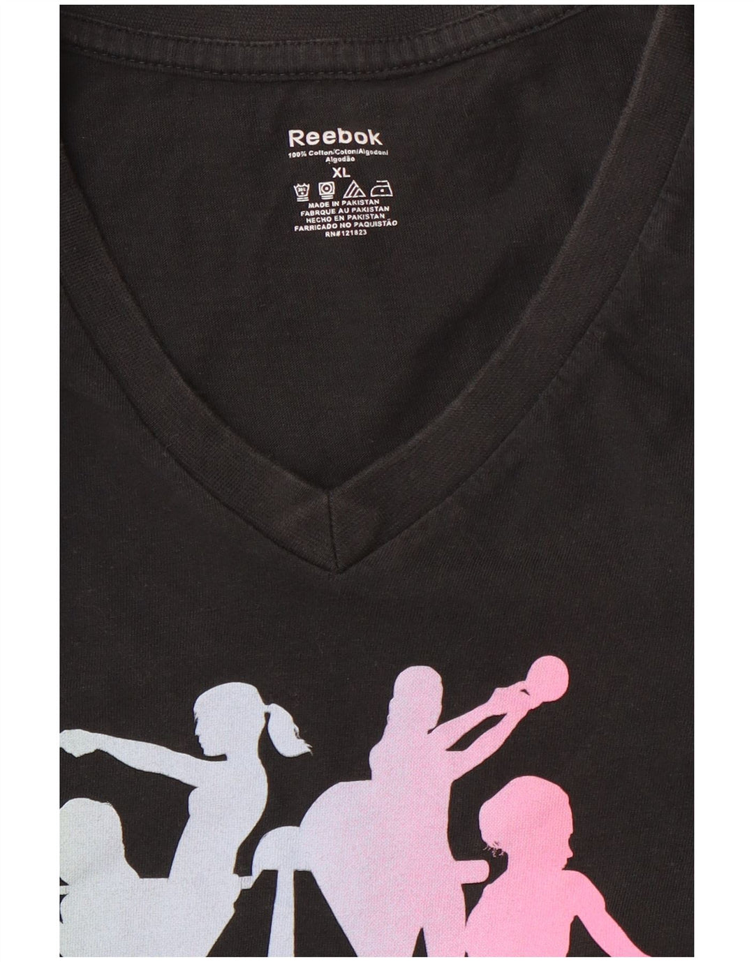 T-shirt grafica da donna REEBOK Top UK 18 XL cotone nero
