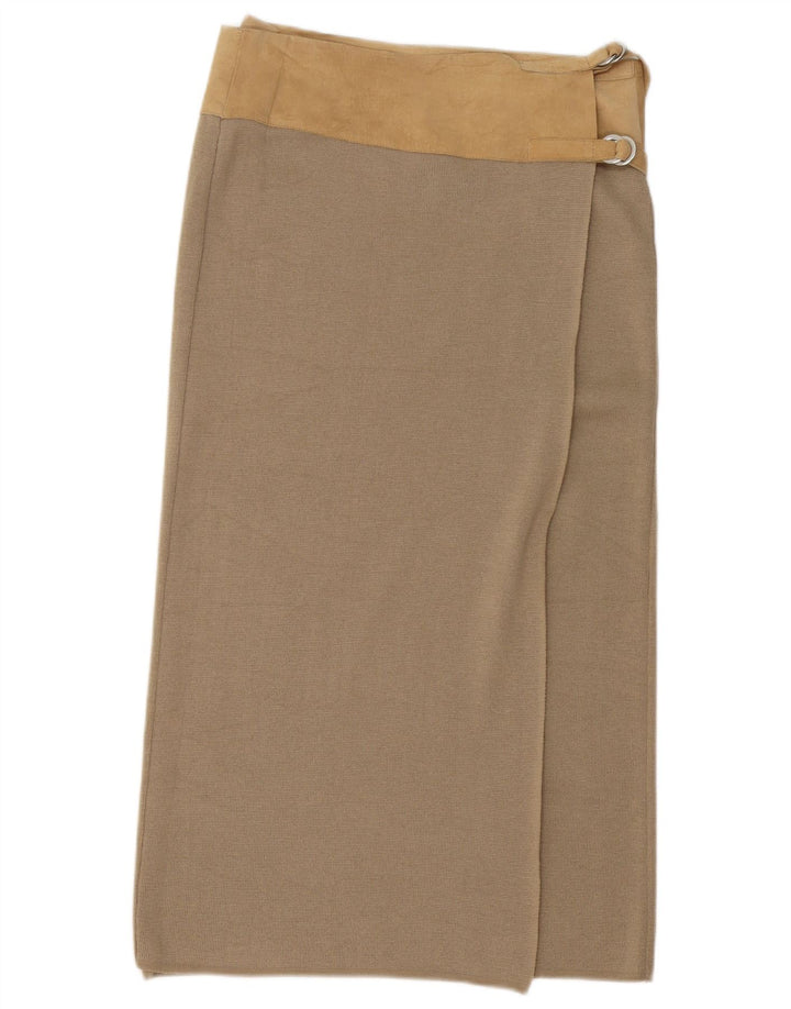 Gonna a portafoglio midi da donna Benetton grande W32 lana color block beige