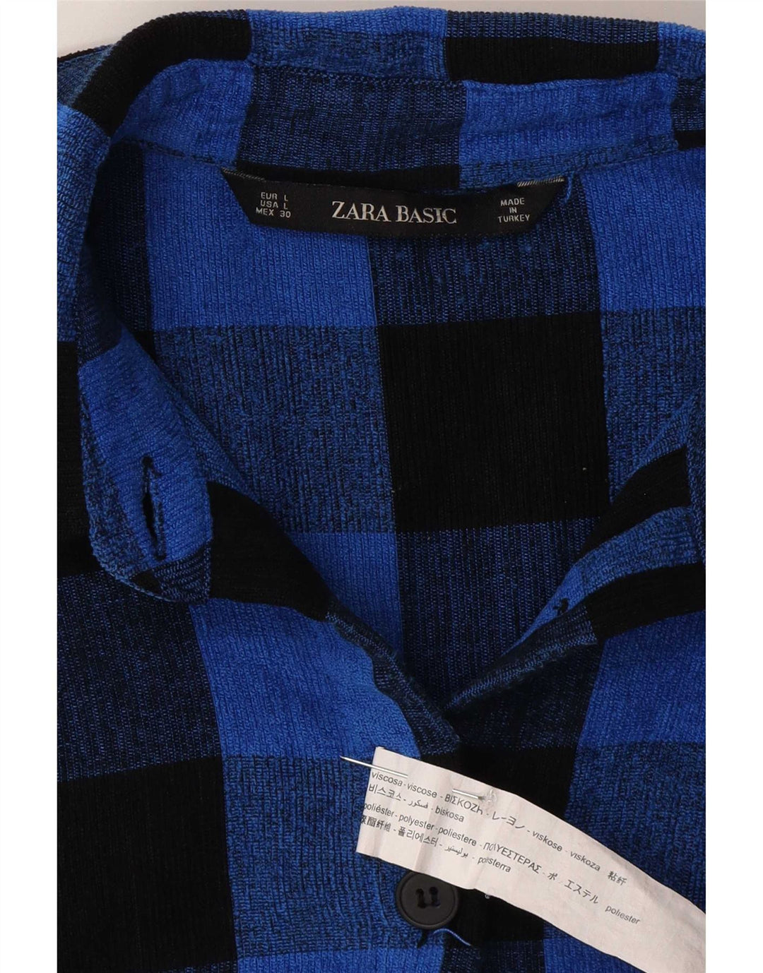 Camicia oversize in flanella da donna Zara UK 16 Large Blue Gingham Viscose