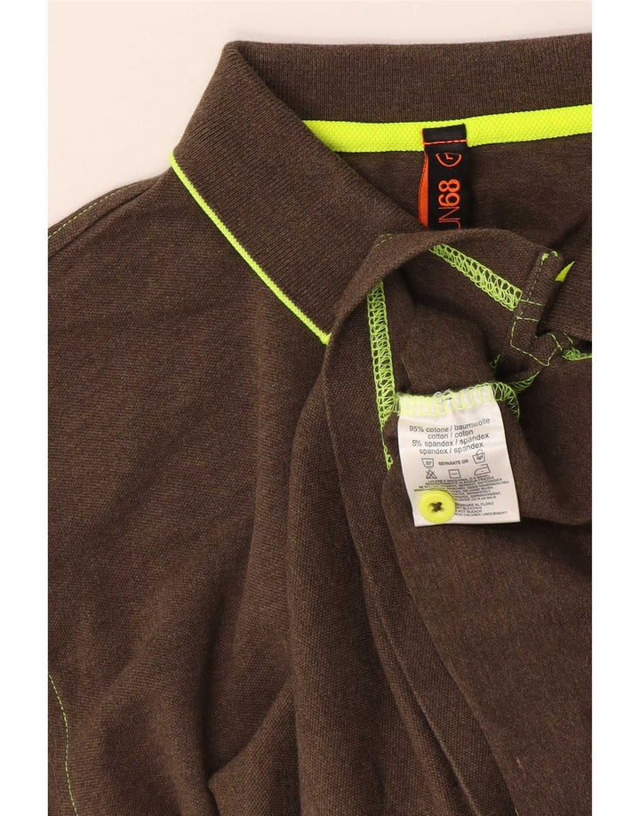 Polo da uomo Sun68 grande in cotone marrone