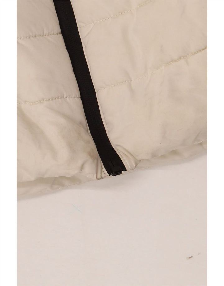 Gilet imbottito con cappuccio da donna Zara UK 14 grande poliestere bianco