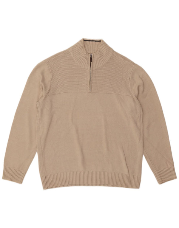 Maglione da uomo con zip e collo Dockers, grande, in cotone bianco sporco