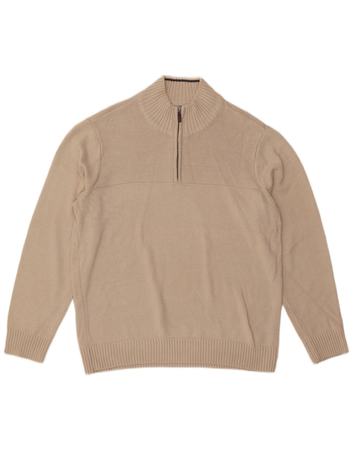 Maglione da uomo con zip e collo Dockers, grande, in cotone bianco sporco