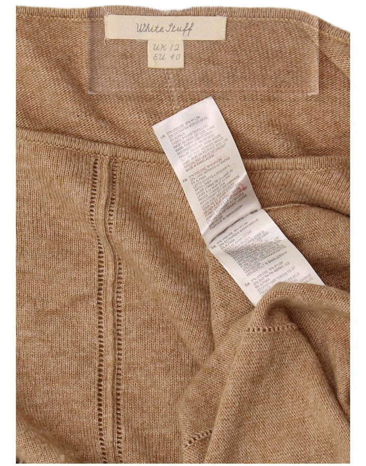 WHITE STUFF Maglione da donna con scollo a barchetta UK 12 Viscosa beige medio