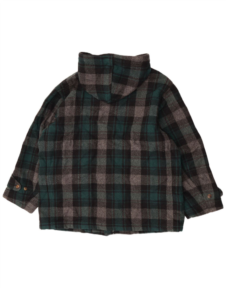Montgomery con cappuccio da donna Enrico Coveri IT 44 Lana a quadri verde medio