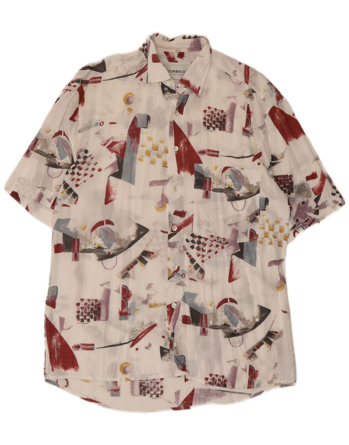 Camicia a maniche corte da uomo Dornbusch taglia 39/40 medio bianco geometrico