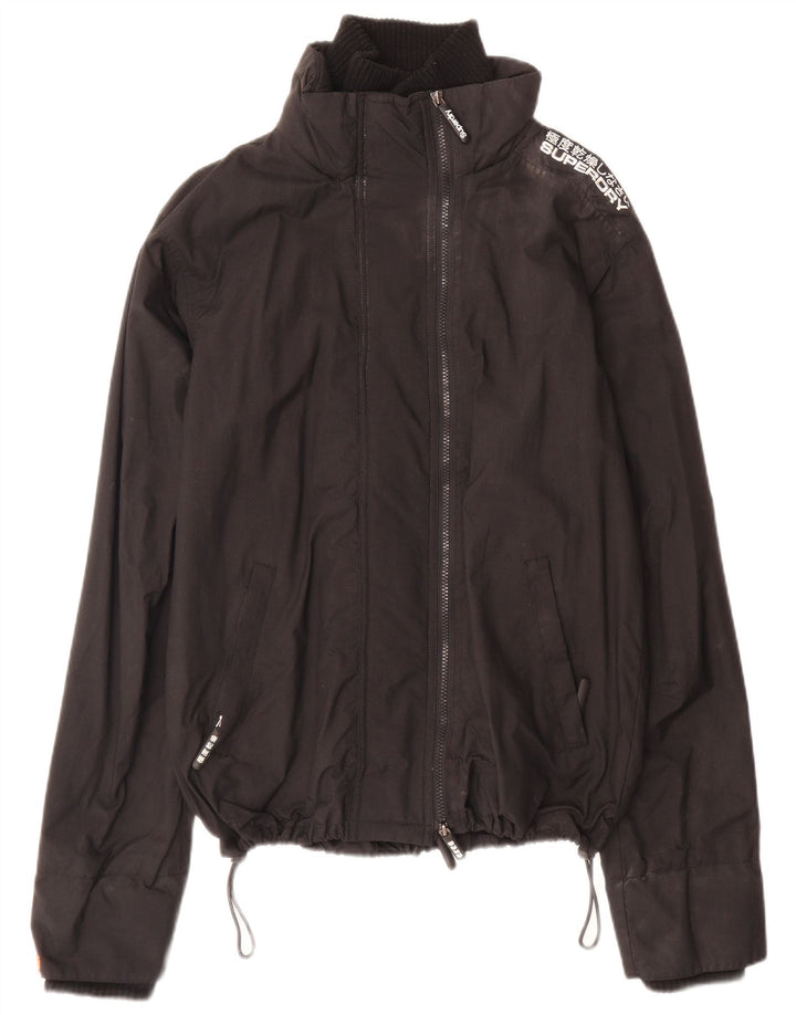 Giacca antipioggia da donna Superdry UK 16 Large Black Nylon