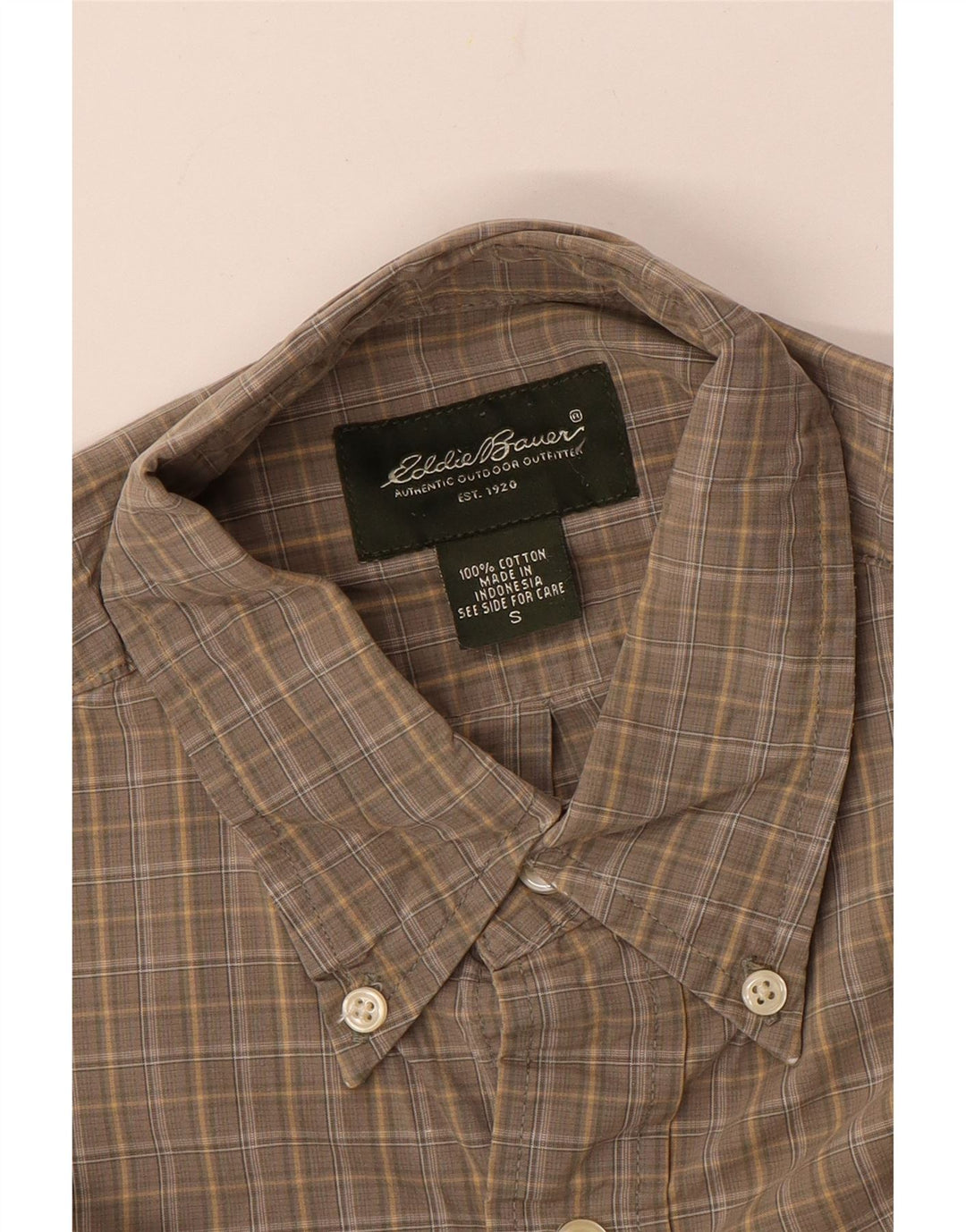 EDDIE BAUER Camicia da uomo piccola in cotone a quadri grigi