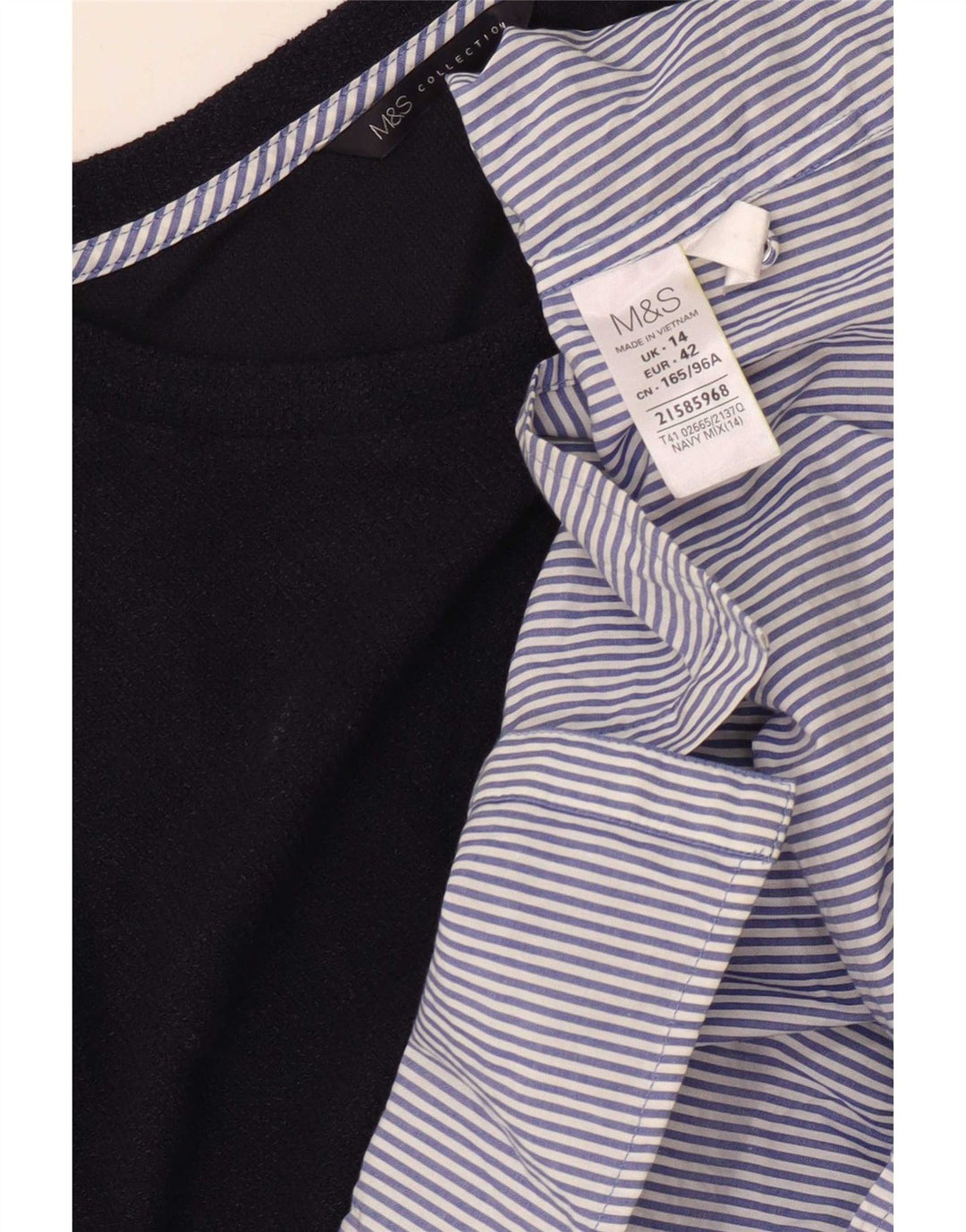 Marks & Spencer Top da donna a maniche lunghe UK 14 Large Blu Navy Colourblock