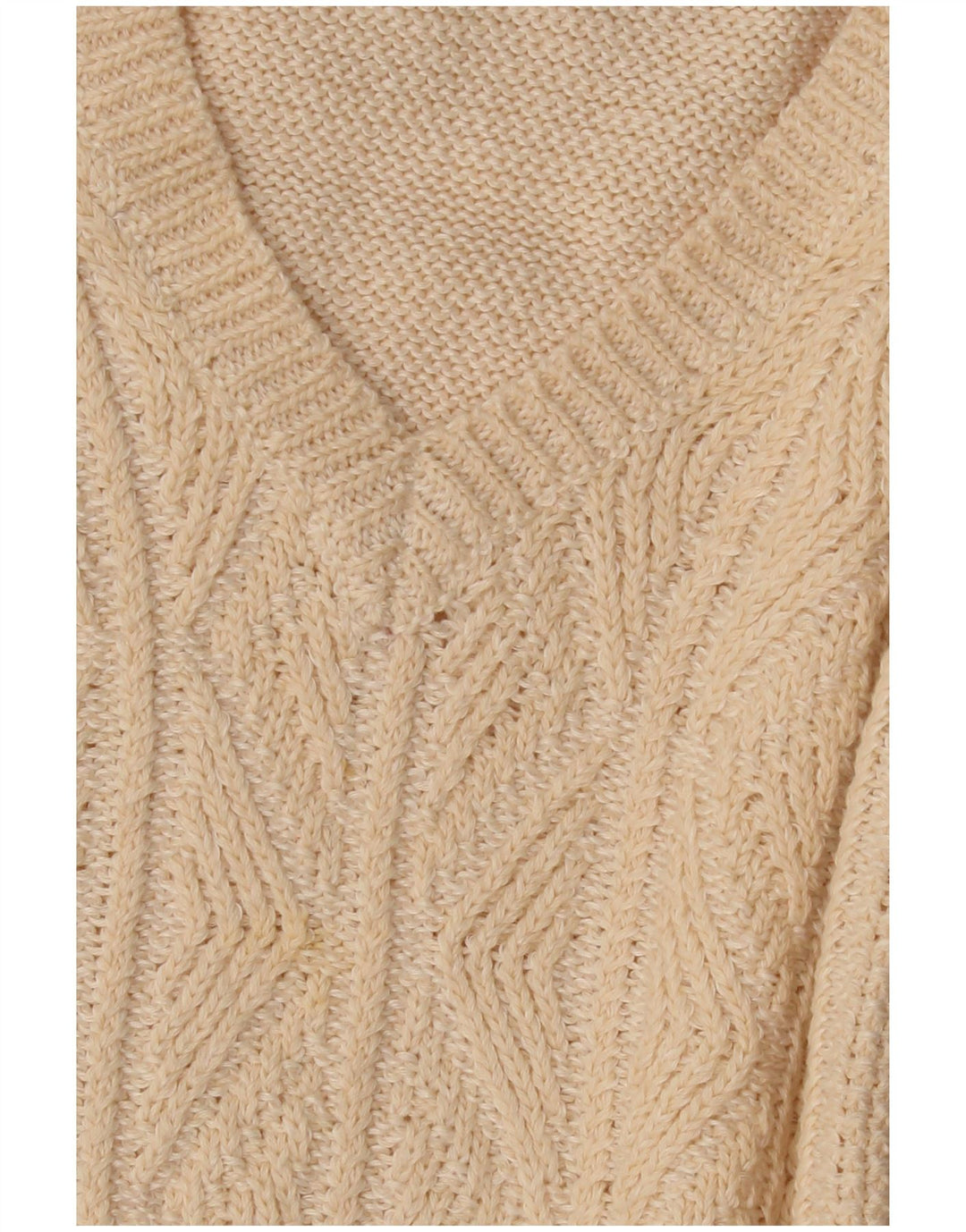 Maglione da donna con scollo a V Inis Meain UK 14 Argyle/diamante beige medio